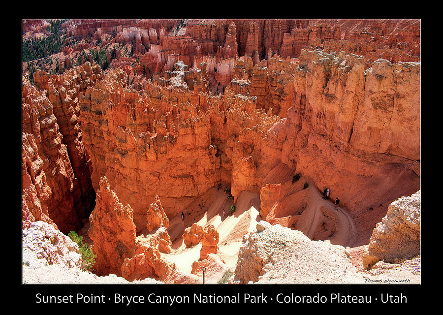Sunset Point Bryce Canyon Utah 01 Text Black Photograph by Thomas Woolworth