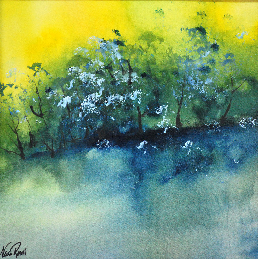 Watercolor Painting - Sunset Pond I by Neva Rossi Watercolor Painting - Sunset Pond I by Neva Rossi