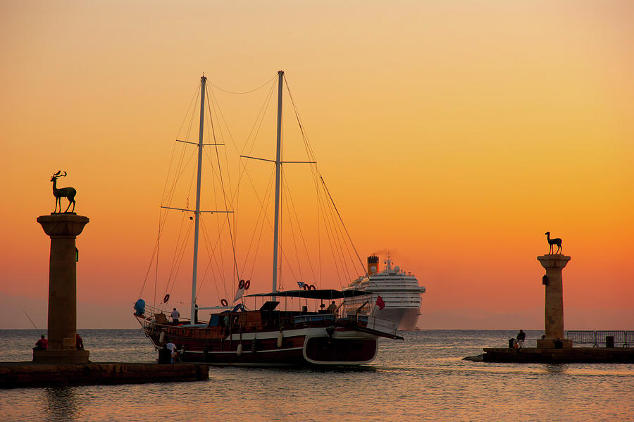 Sunset, port and sea Photograph by Anna Kluba