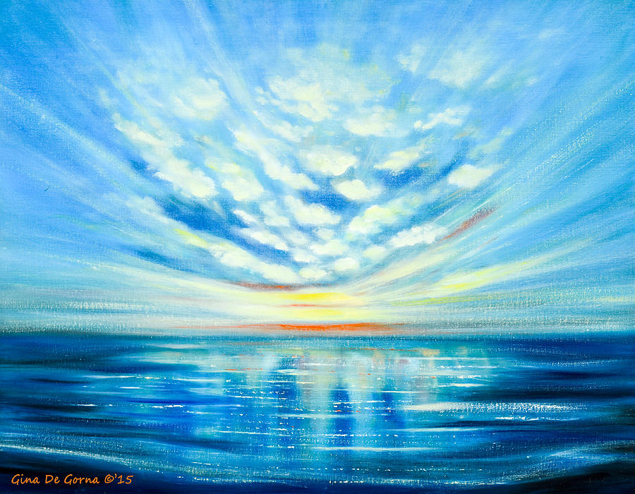 Sunset Quest BLUE Painting by Gina De Gorna
