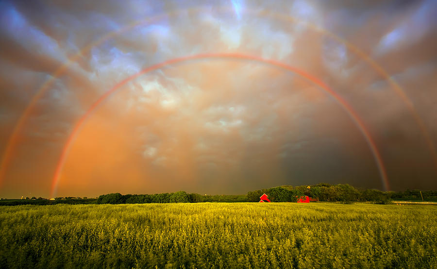 Farm Photograph - Sunset Rainbow by Vicki France