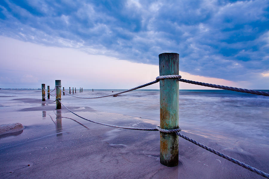 Sunset Photograph - Sunset Reef Pilings by Adam Pender