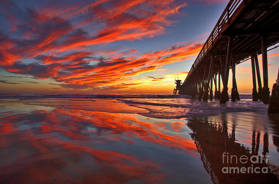 Sunset Reflections at the Imperial Beach Pier Photograph by Sam Antonio