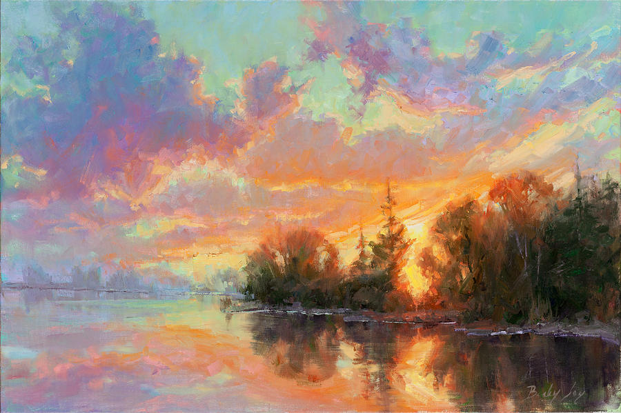 Sunset Painting - Sunset Reflections by Becky Joy