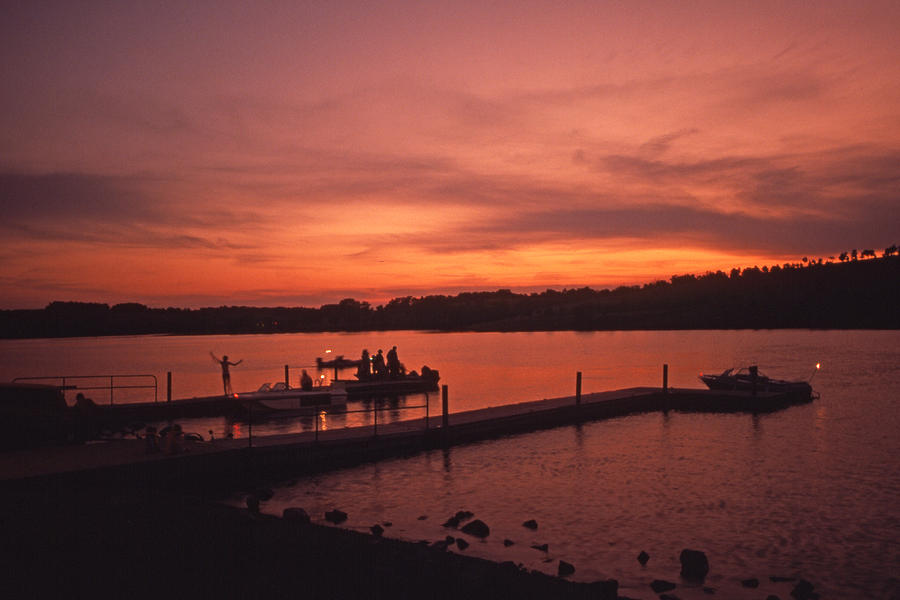 Sunset Reflections Blue Marsh Lake Docks Photograph by Blair Seitz