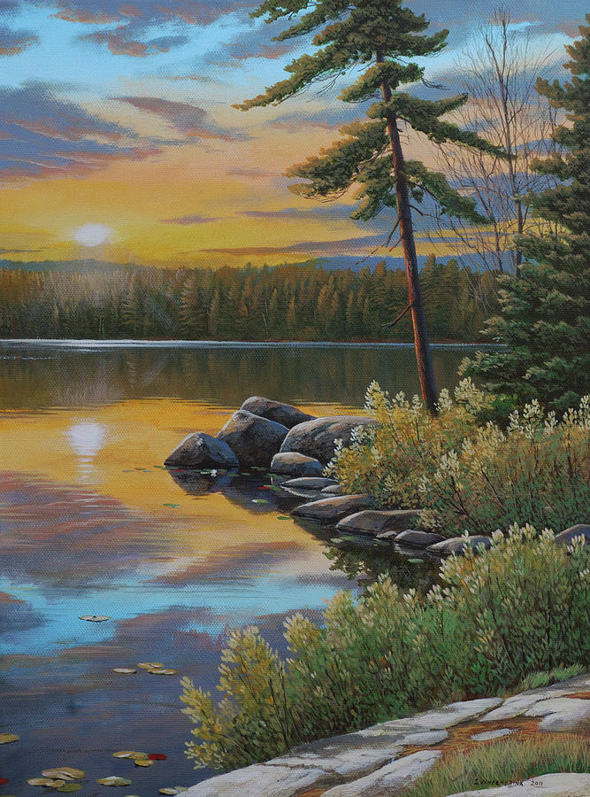 Sunset Reflections Painting by Jake Vandenbrink