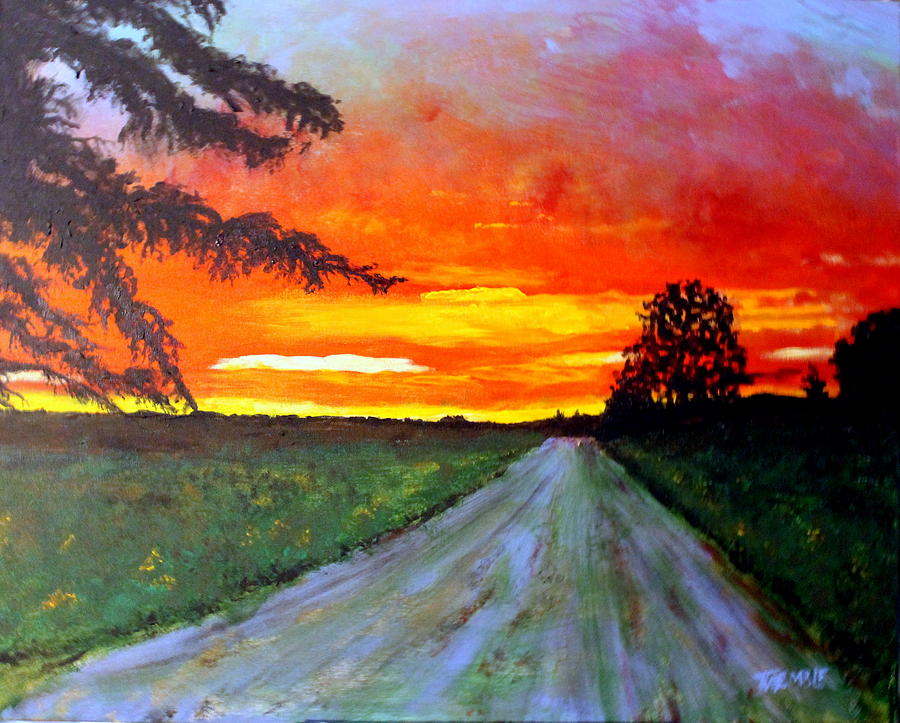 sunset road painting