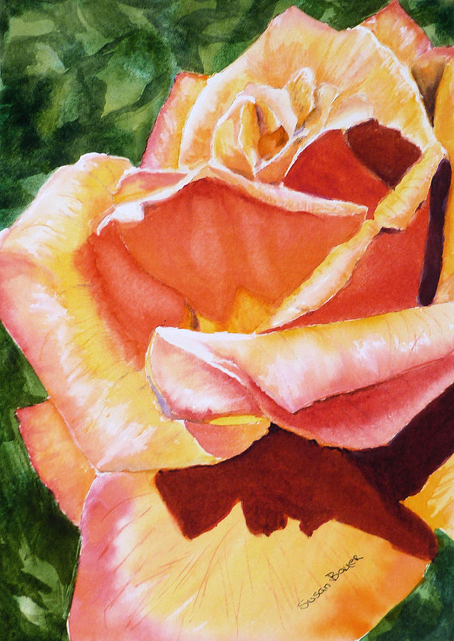 Sunset Rose Painting by Susan Bauer
