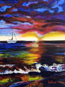 Impressionistic Painting - Sunset Sail by C D Collins Impressionistic Painting - Sunset Sail by C D Collins