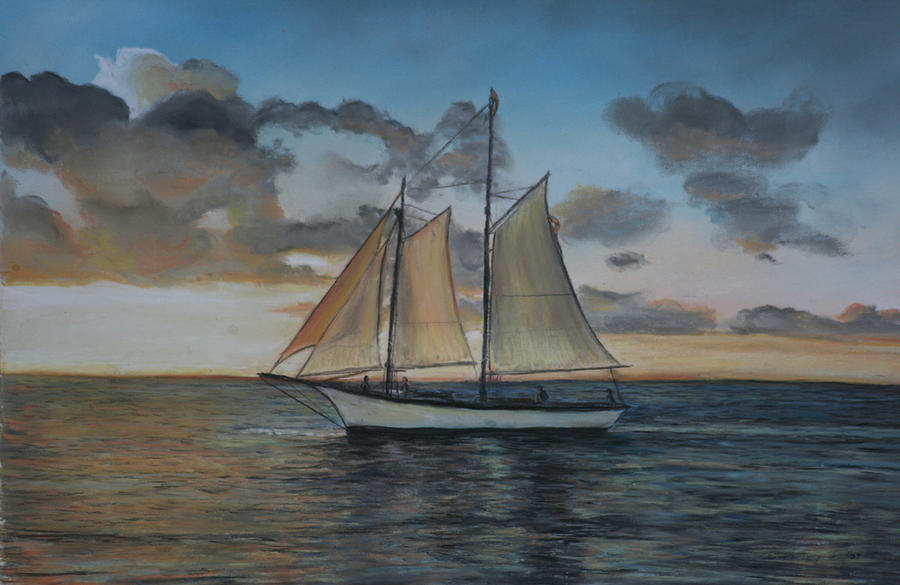 Sunset Sail Painting by Charlotte Yealey