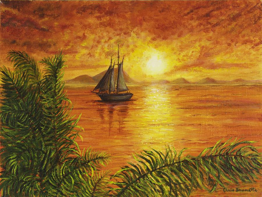 Sunset Sail Painting by Christine Brunette