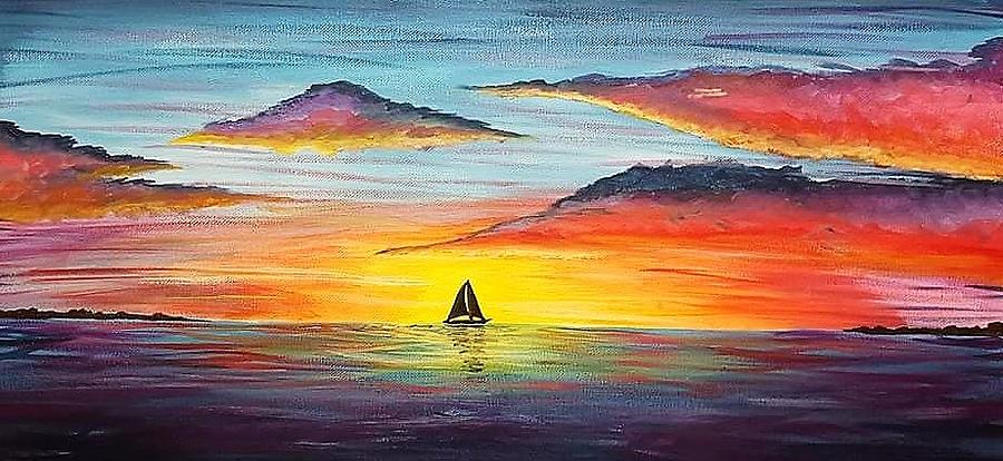 Sunset Sail Painting by Crystal White - Fine Art America