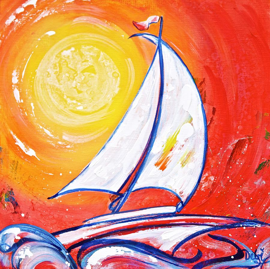 Sunset Painting - Sunset Sail by Debi Starr