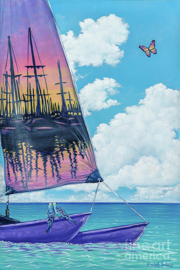 Sunset Sail Painting by Elisabeth Sullivan