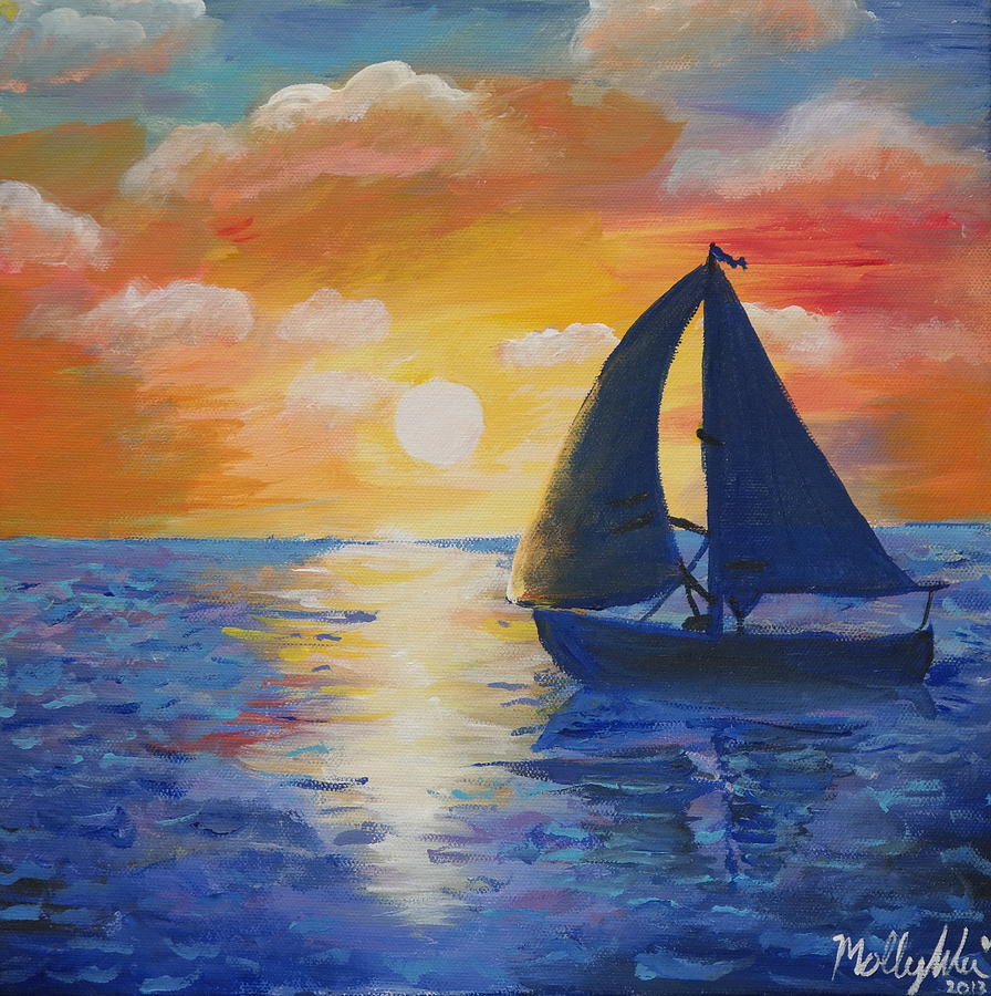 Sunset Sail Painting by Molly Wu - Fine Art America