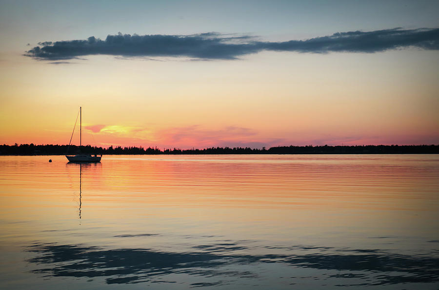 Sunset Sail on Calm Waters Photograph by Kelly Hazel