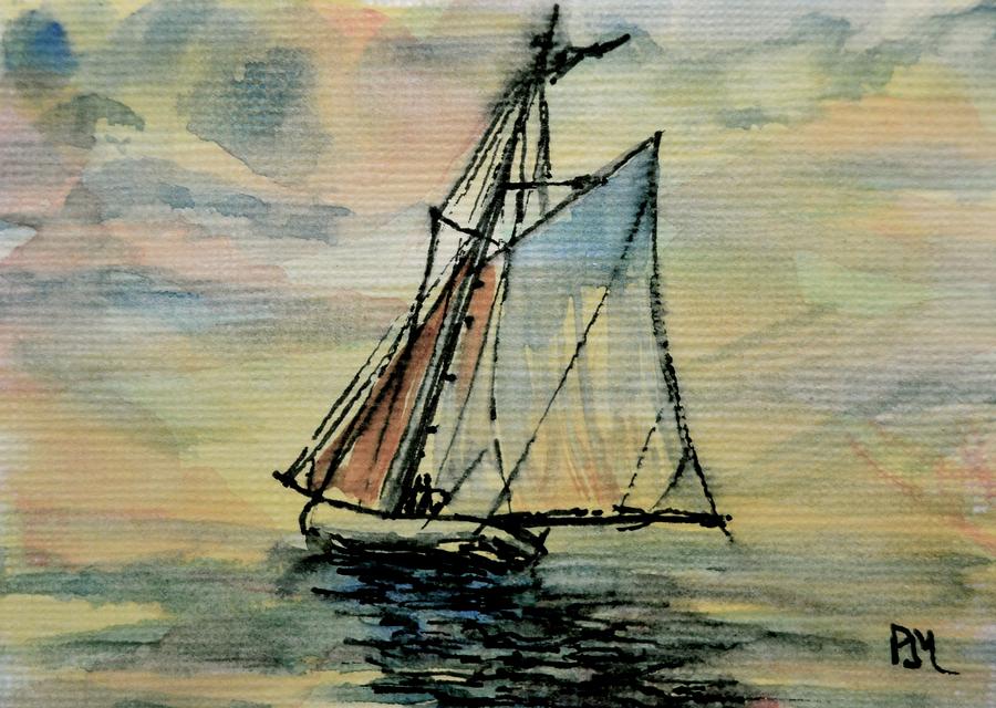 Sunset Sail Painting by Pete Maier
