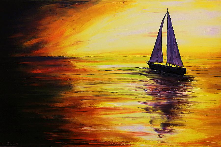 Sunset Sails #2 Painting by James Dunbar