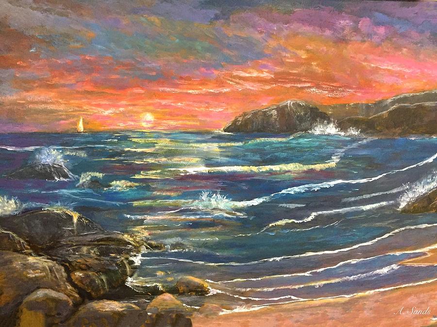 Sunset Sails Painting by Anne Sands