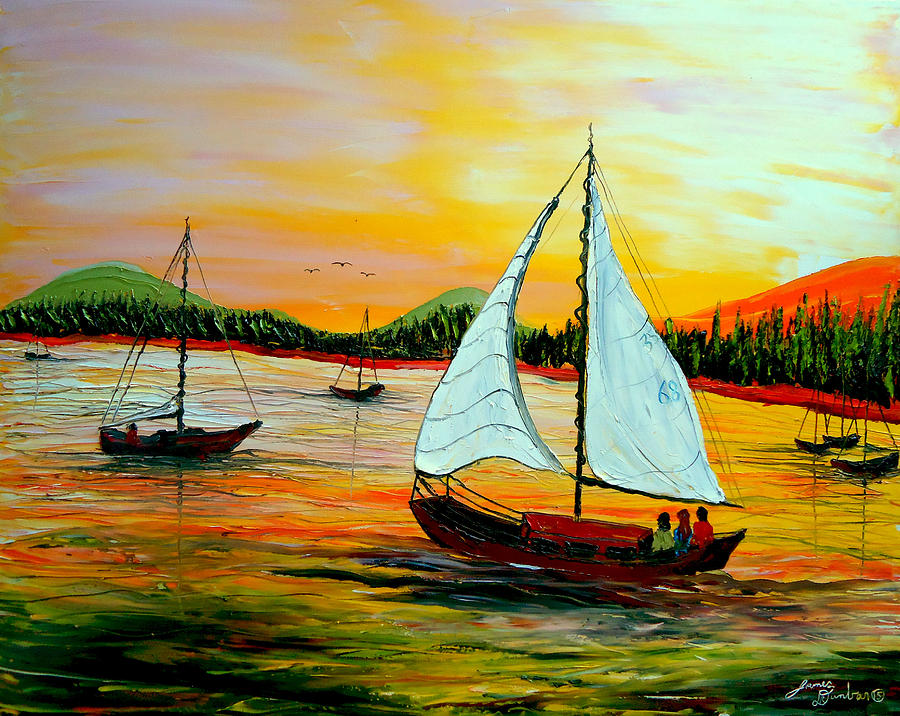 Sunset Sails Painting by James Dunbar