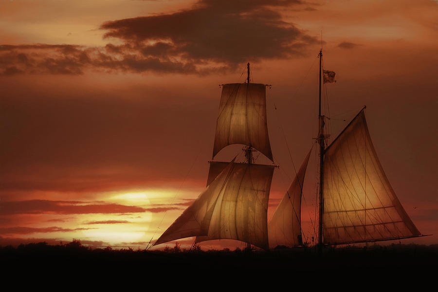 Sunset Photograph - Sunset Sails by Lori Deiter