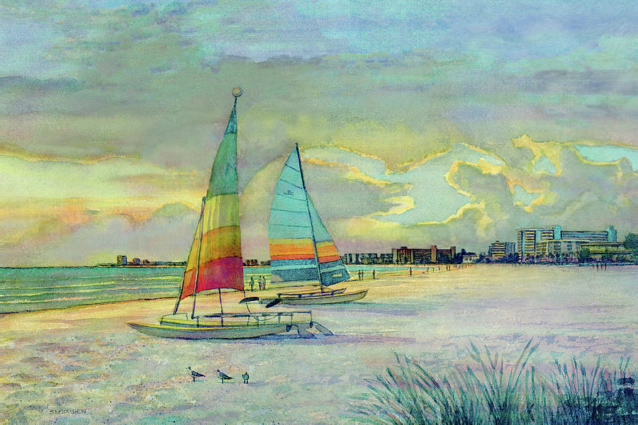 Sunset on Crescent Beach with Hobie Cats, Siesta Key by Shawn McLoughlin Sunset on Crescent Beach with Hobie Cats, Siesta Key by Shawn McLoughlin