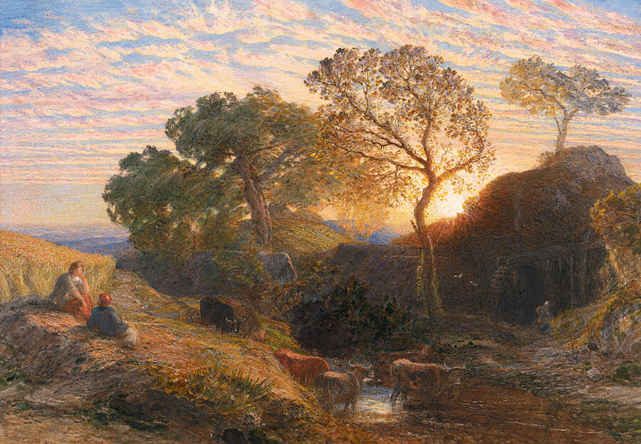 Sunset, from circa 1861 Painting by Samuel Palmer