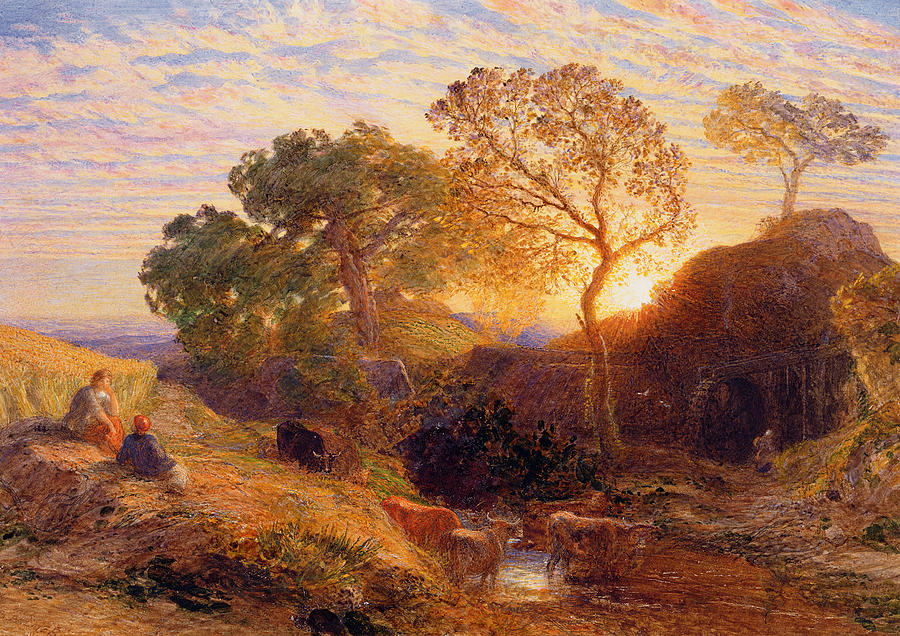 Sunset Painting - Sunset by Samuel Palmer