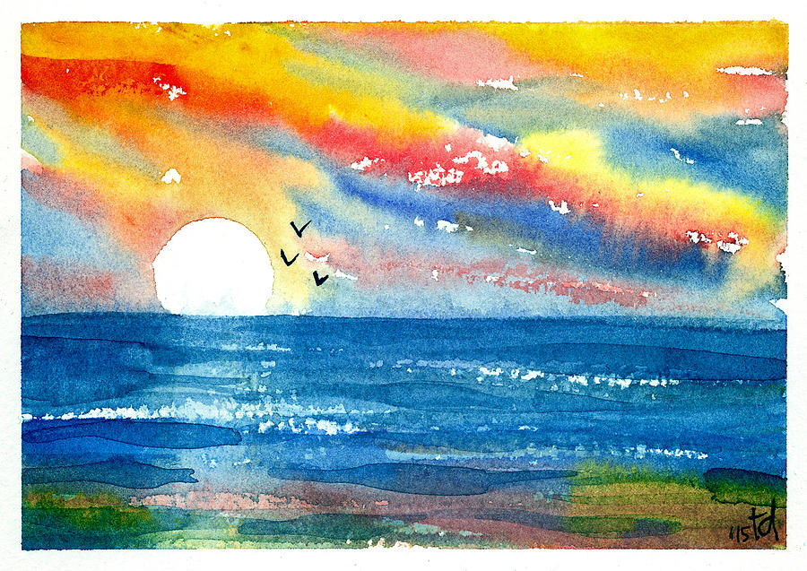 Sunset Sea Mixed Media by Tonya Doughty