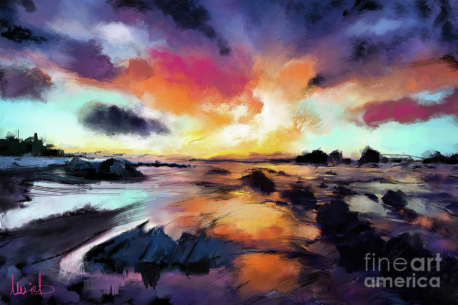Nature Mixed Media - Sunset Seascape by Melanie D