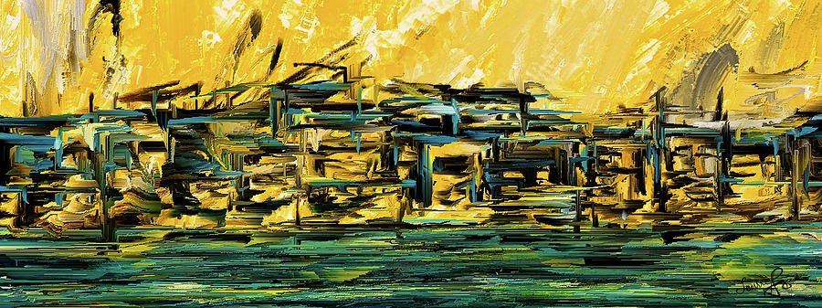 Sunset Showdown - Downtown Cityscape Art by Lourry Legarde Sunset Showdown - Downtown Cityscape Art by Lourry Legarde