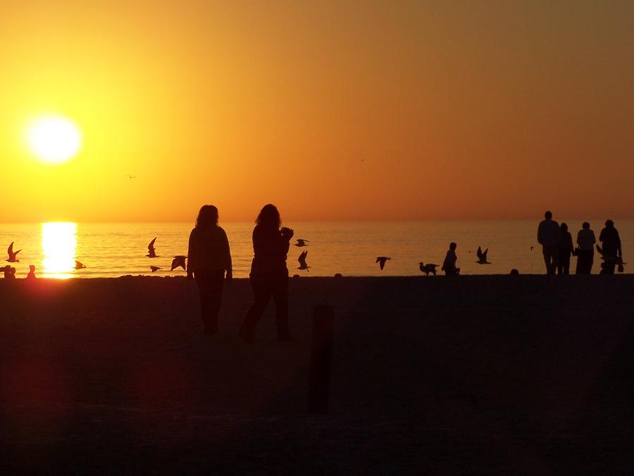 Sunset - Silhouettes On The Beach Photograph