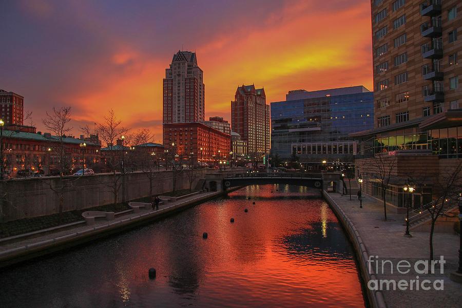 Sunset skies in Providence Photograph by Heidi Farmer