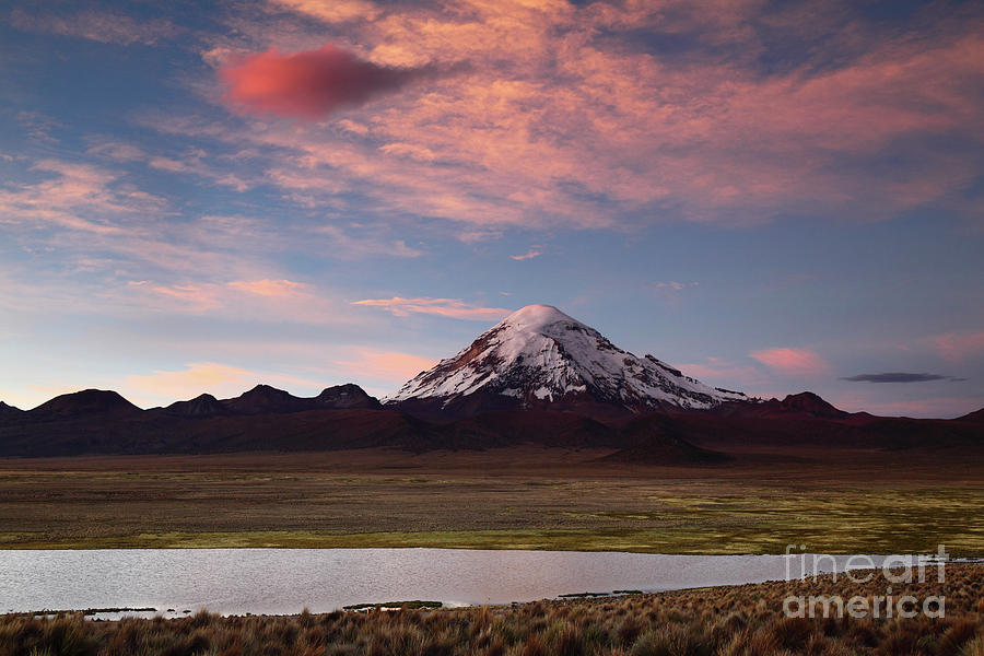 Sunset Skies Over Sajama Volcano Bolivia Photograph by James Brunker
