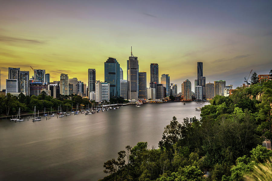 Sunset skyline of Brisbane city and Brisbane river Photograph by Miroslav Liska Sunset skyline of Brisbane city and Brisbane river Photograph by Miroslav Liska