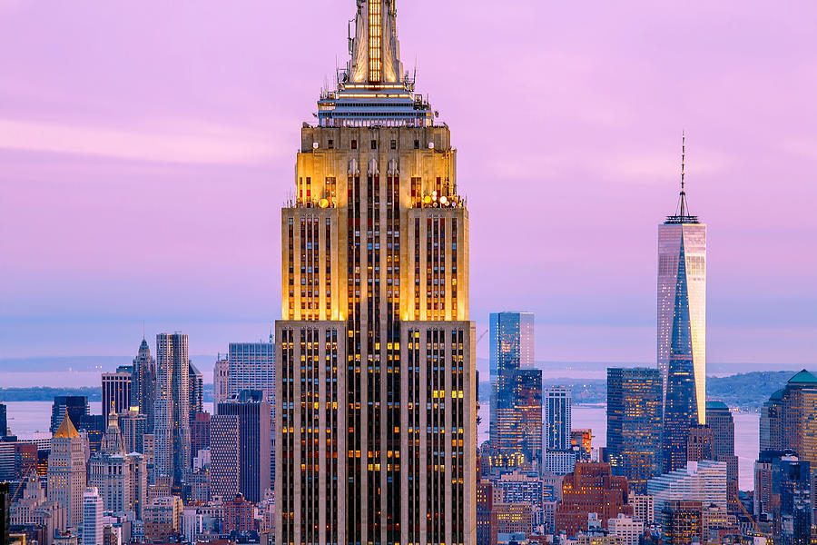 Empire State Building Photograph - Sunset Skyscrapers by Az Jackson