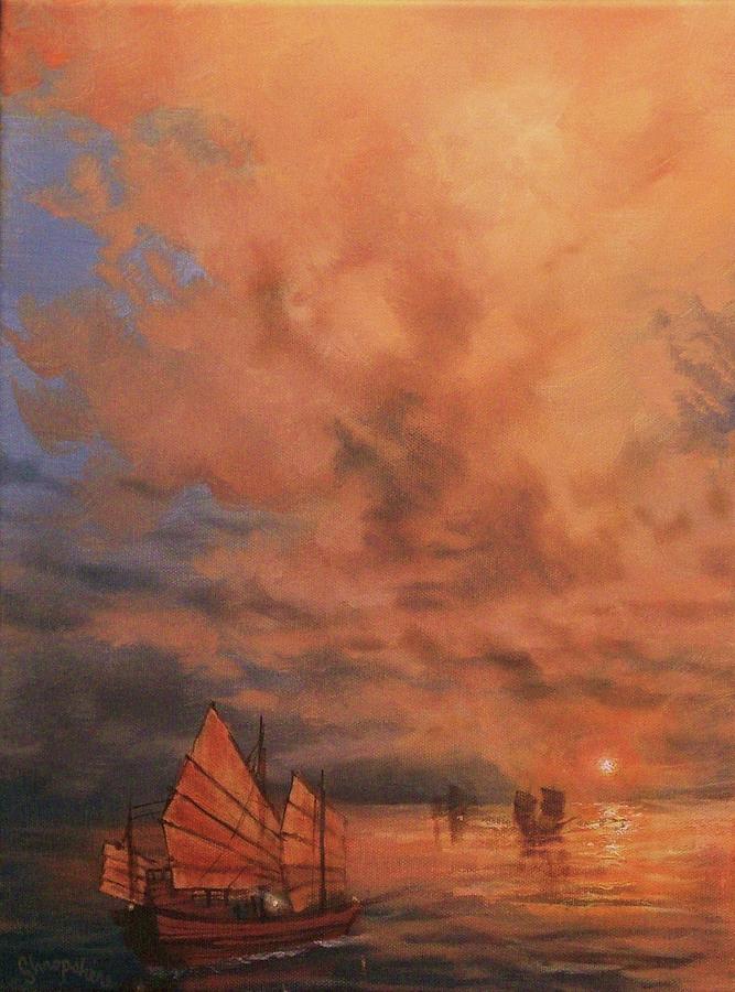 Sunset South China Sea Painting by Tom Shropshire