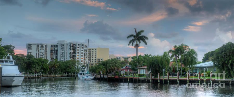 sunset South Florida canal Photograph by Ules Barnwell