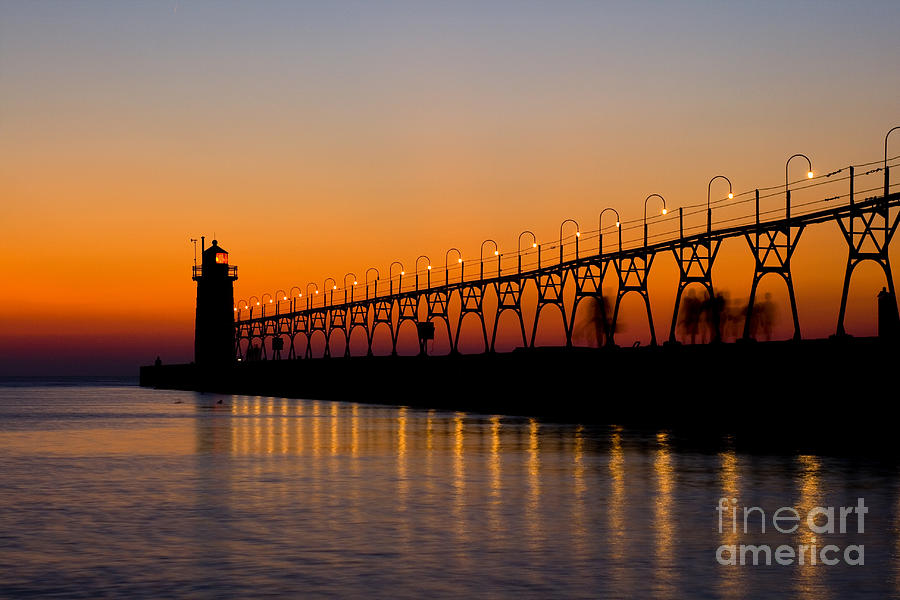 Sunset - South Haven Lighthouse Photograph by Rich S