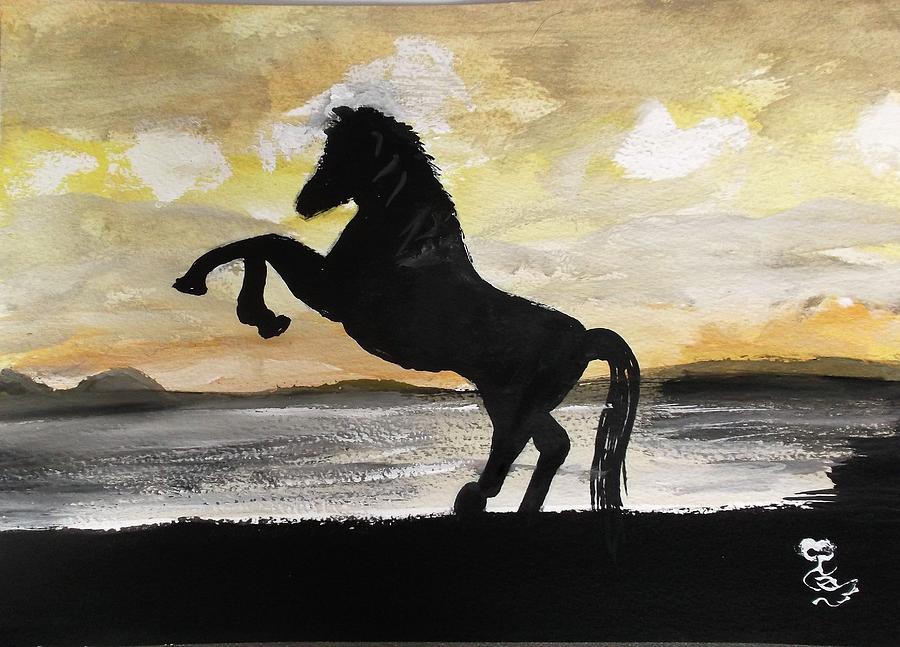 Sunset Stallion Painting by Carole Robins