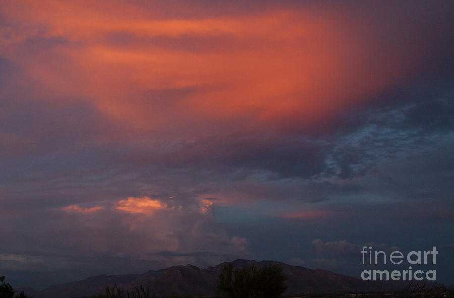 Sunset Storm Tucson-Signed-#0352 Photograph by J L Woody Wooden