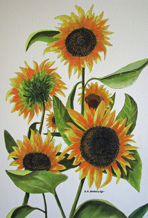 Sunset Sunflowers Painting by Dale Yarmuth