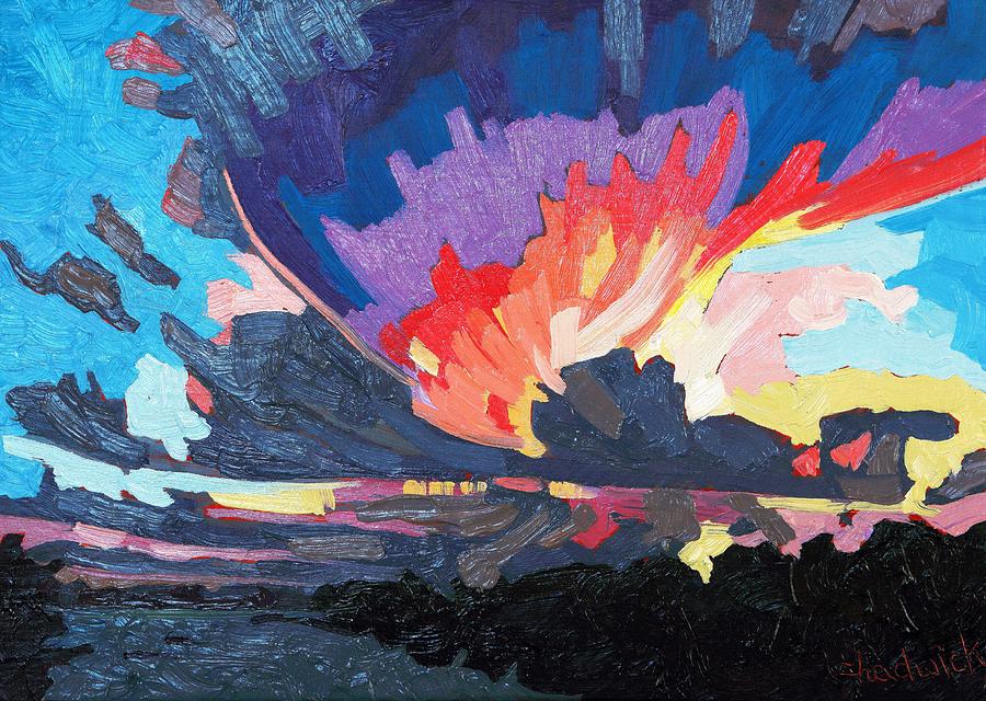 Sunset Painting - Sunset Supercell by Phil Chadwick