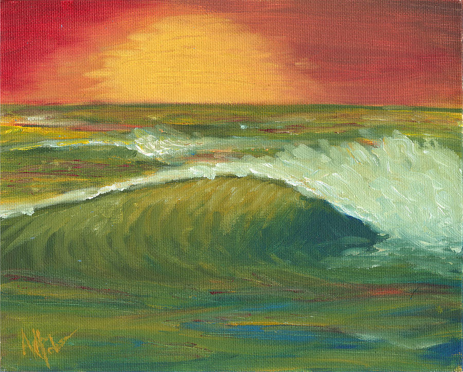 Sunset Surf Painting by Adam Johnson