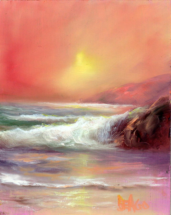 Sunset Painting - Sunset Surf by Sally Seago
