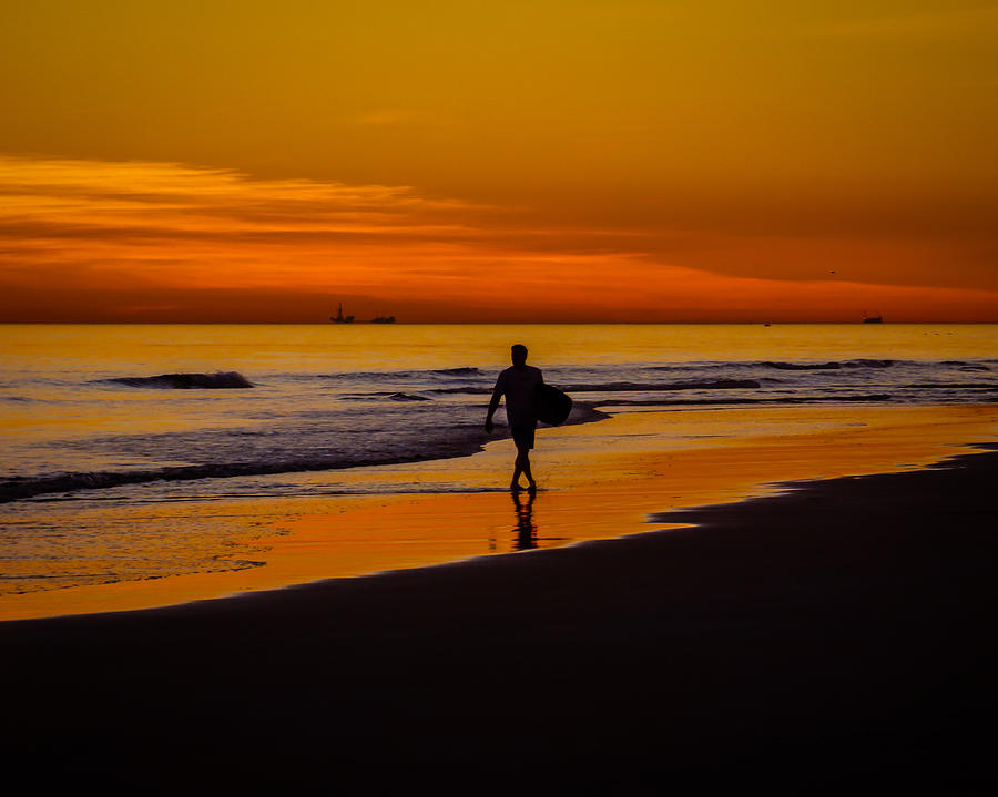 Newport Beach Photograph - Sunset Surfer by Pamela Newcomb