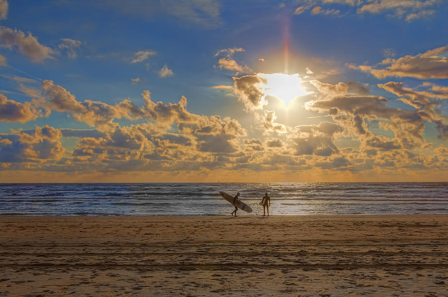 Sunset Surfers Photograph by Nadia Sanowar