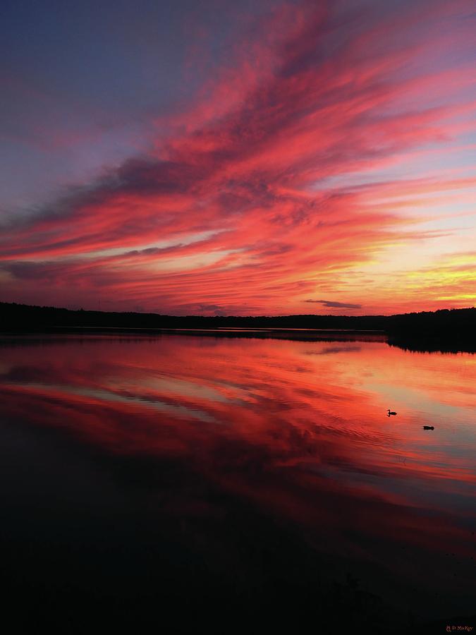 Sunset Symmetry - Sunset over Wallace Lake, N.S. Photograph by Celtic Artist Angela Dawn MacKay