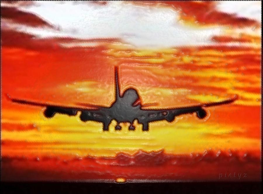 Sunset Take Off Painting by Piety Dsilva
