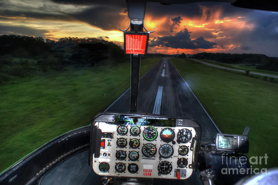 Helicopter Photograph - Sunset Takeoff by Rick Mann Helicopter Photograph - Sunset Takeoff by Rick Mann
